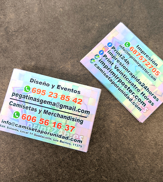 Tarjetas 500uds 1 cara